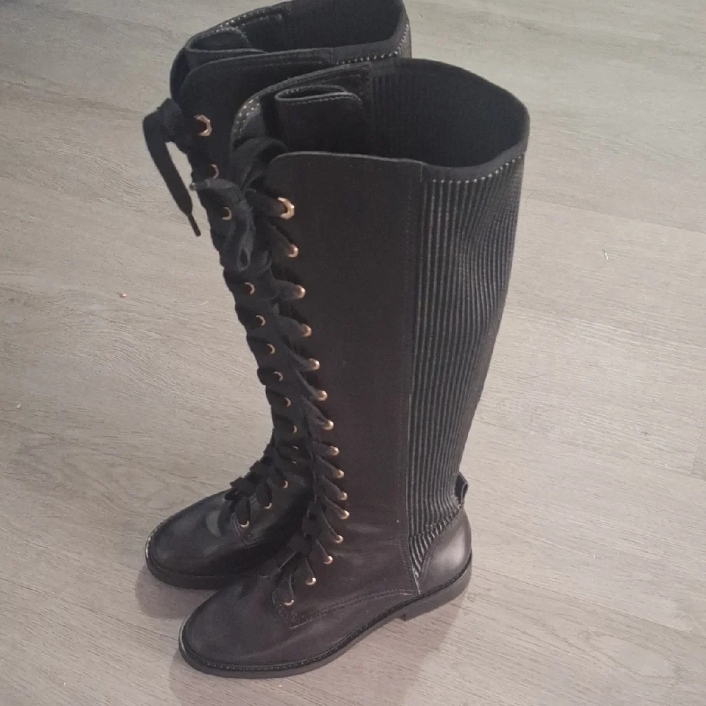 Louise Et Cie - Black Leather Lace Up Biker Boots